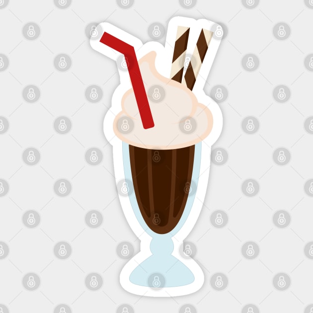 Chocolate Milkshakes with Two Wafer Sticks and a Straw Sticker by Tooniefied